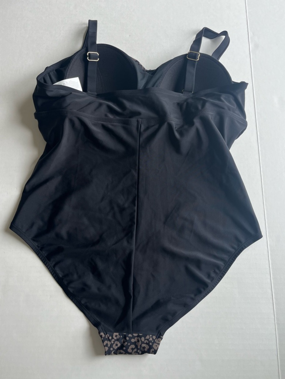 Ava & Viv Women’s Black Brown Leopard Print One Piece Slimming Swimsuit 18W - Picture 6 of 13